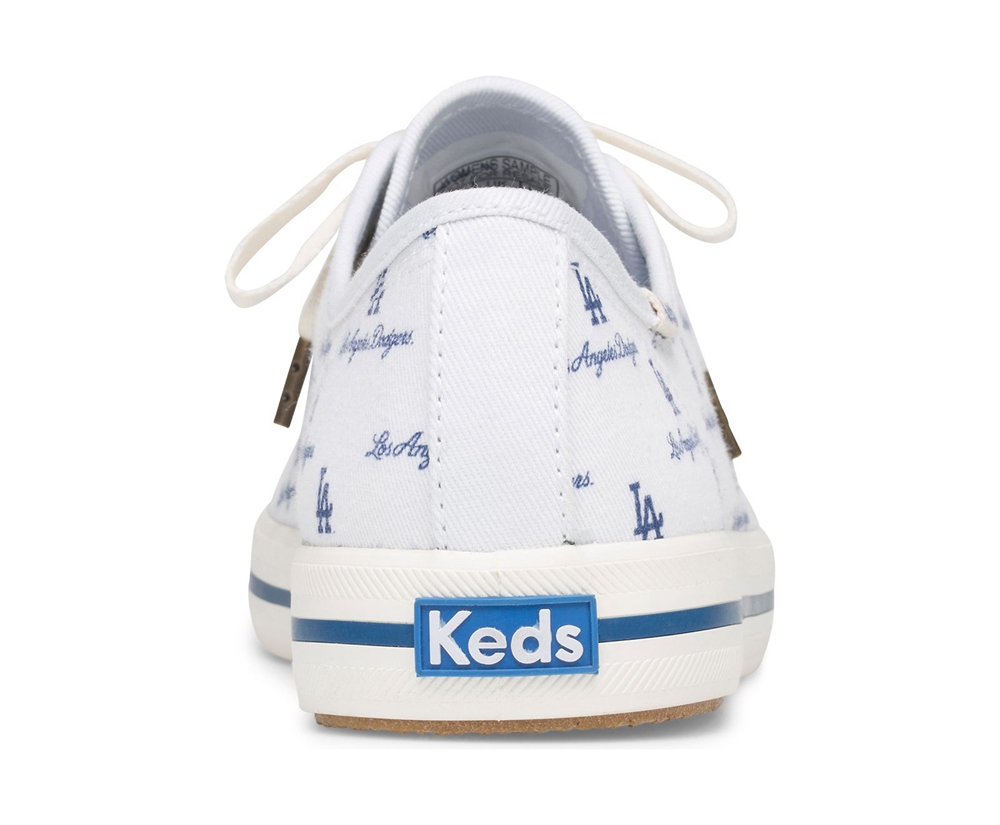 Πανινα Παπουτσια Γυναικεια - Keds Kickstart Mlb® - Λευκα/Μπλε - HWCAE3526